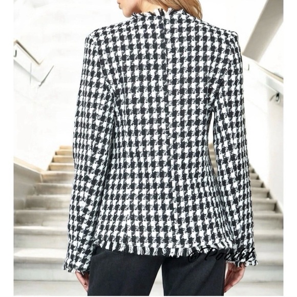 ALANIA black and white shimmer houndstooth blazer M L - Picture 4 of 9